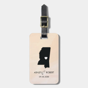 Misissippi Map Wedding Luggage Tag, Couple's Name Luggage Tag