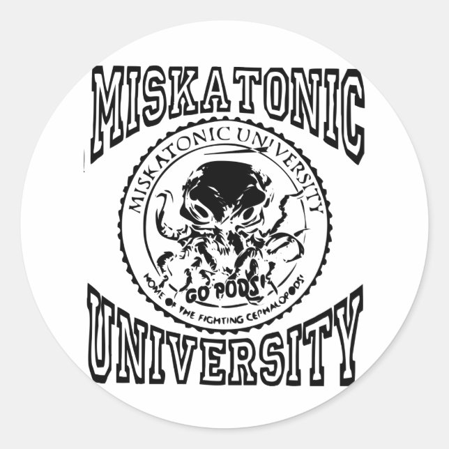 miskatonic classic round sticker (Front)