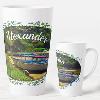 Mismaloya Boats on The River 0350 Latte Mug