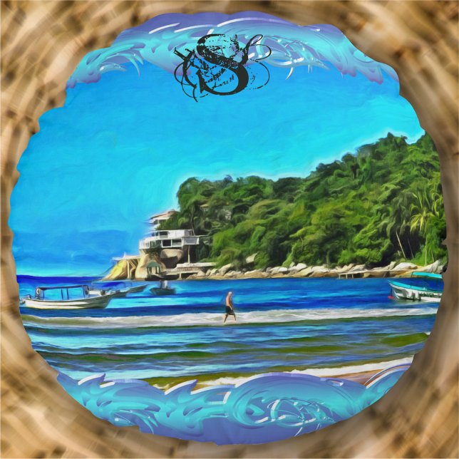 Mismaloya Fishing Boats 0346 Round Pillow (Creator Uploaded)