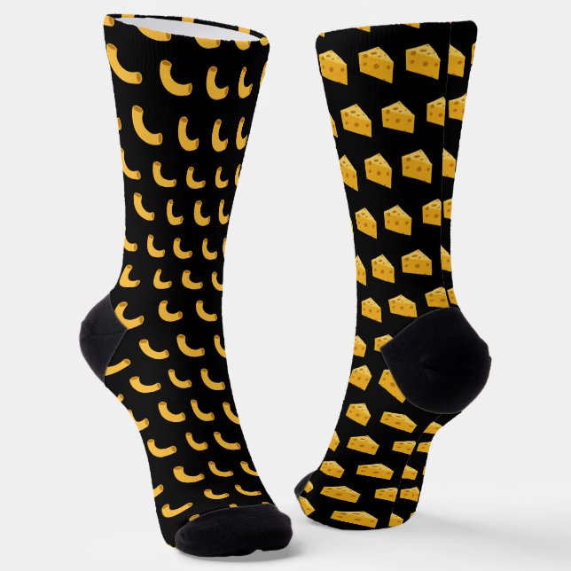 Mismatched Macaroni and Cheese Socks (Angled)