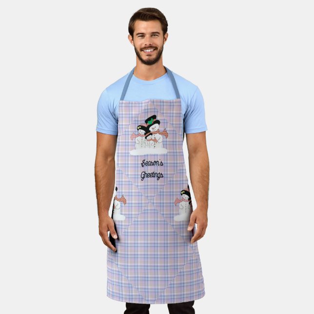 Mismatched Purple and Blue Plaid Apron (Worn)