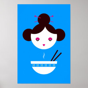 Miso girl (customizable background!) poster