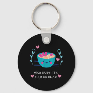 Miso Happy Birthday Japanese Food Funny Quote Pun Keychain