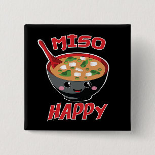 Miso Happy Funny Food Kawaii 2 Inch Square Button