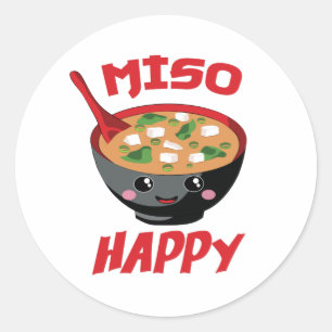 Miso Happy Funny Food Kawaii Classic Round Sticker