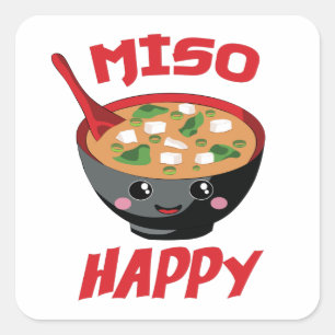 Miso Happy Funny Food Kawaii Square Sticker