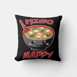 Miso Happy Funny Food Kawaii Throw Pillow