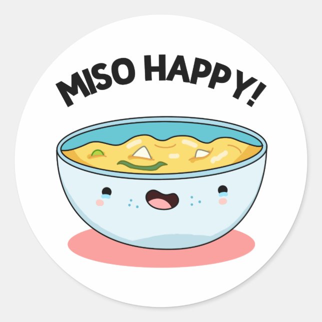 Miso Happy Funny Soup Pun  Classic Round Sticker (Front)