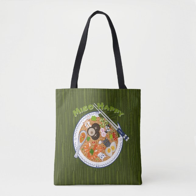 Miso Happy - Kawaii Ramen Cats Tote Bag (Front)