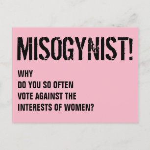 Misogynist Votes Against Women Postcard