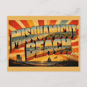 Misquamicut Beach RI Atlantic Ocean Shoreline Art Postcard