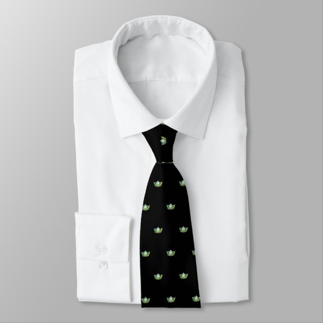 Miss America Apple Green& Black Crown Men's Tie (Tied)