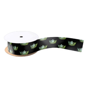 Miss America Apple Green Crown Satin Ribbon