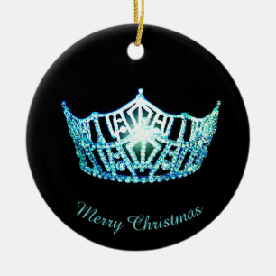 Miss America Aqua Crown Round Ornament