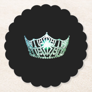 Miss America Aqua Crown Sclpd Paper Coasters
