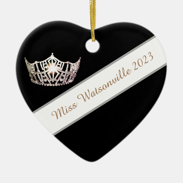Miss America Argent Crown & Sash Ornement (Devant)