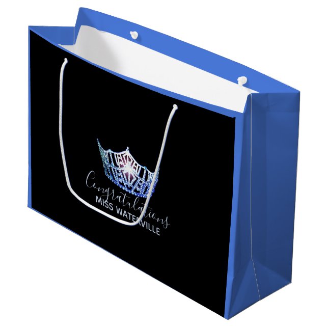 Miss America Blue Crown 2-Tone Gift Bag-Large Large Gift Bag (Front Angled)