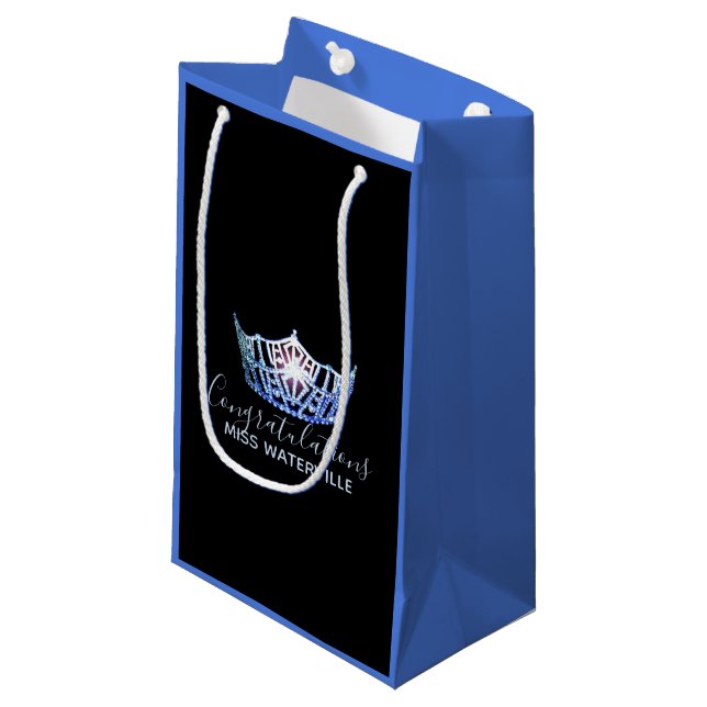 Miss America Blue Crown 2-Tone Gift Bag-Small Small Gift Bag (Front Angled)
