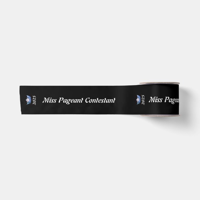 Miss America Blue Crown Satin Ribbon (Front)