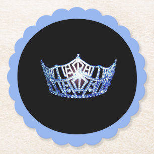 Miss America Blue Crown Scalloped Paper Coasters