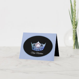 Miss America Blue Crown Thank You Card-Blue
