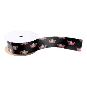 Miss America Coral-Salmon Crown Satin Ribbon