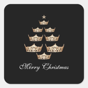 Miss America Crown Christmas Tree Sticker-Square Square Sticker