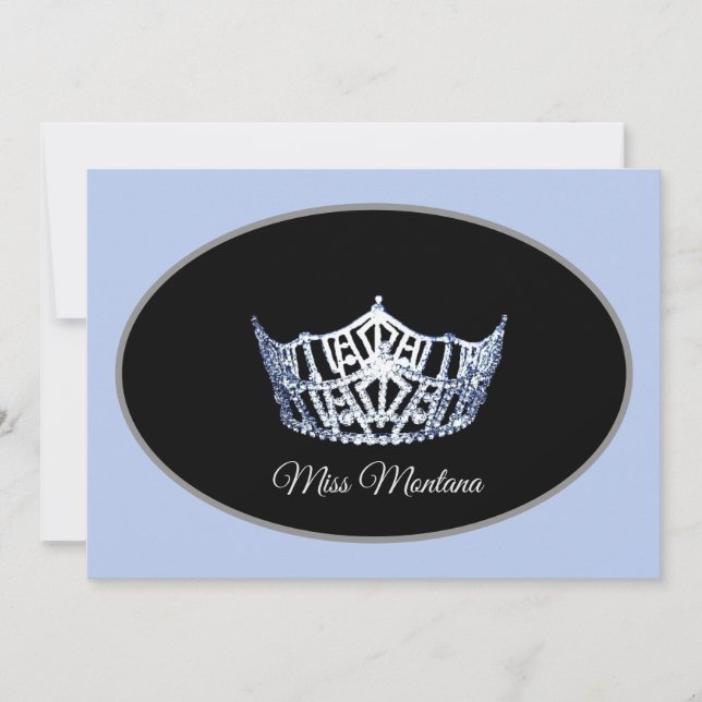 Miss America Crown Flat Note Cards-Blue Card (Front)