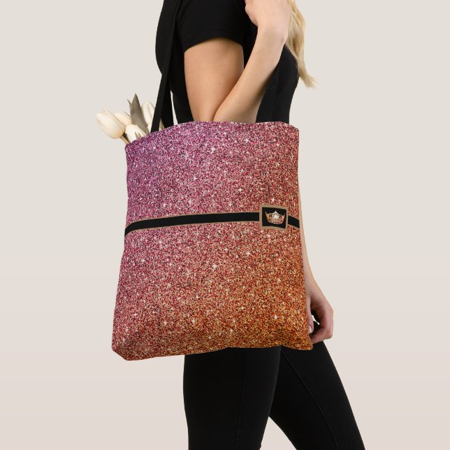 Miss America Crown Pageant Faux Glitter Tote Bag (Close Up)