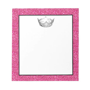 Miss America Crown Pink Glitter Notepad