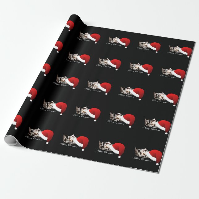 Miss America Crown & Santa Hat Christmas Giftwrap Wrapping Paper (Unrolled)