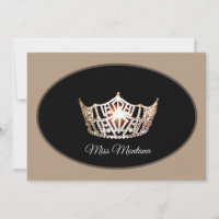 Miss America Flat Note Card-Gold Crown/Beige