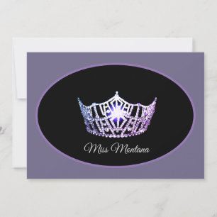 Miss America Flat Note Card-Silver Crown Amethyst Card