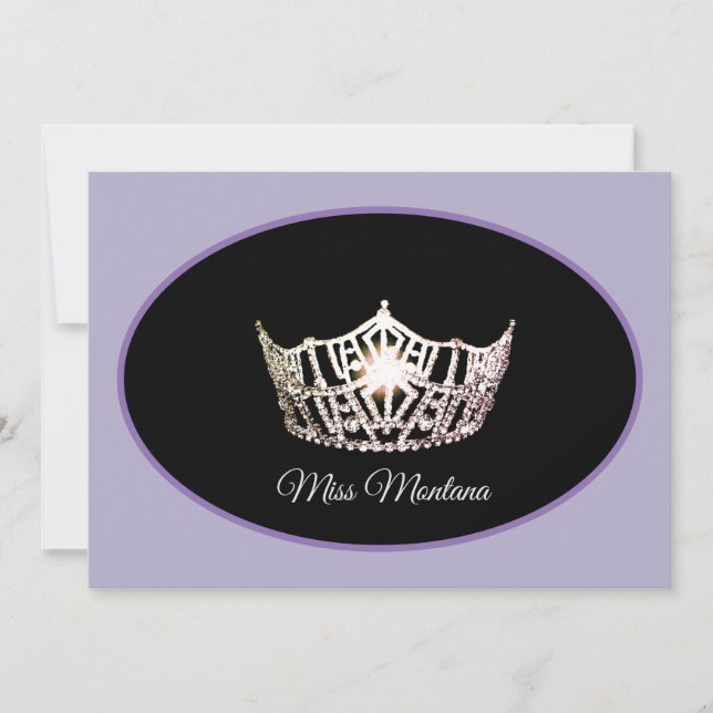 Miss America Flat Note Card-Silver Crown Purples Card (Front)