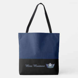 Miss America Frost Blue Crown Tote Bag-Large Navy