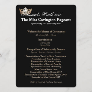 Miss America Gold Crown 2 Awards Ball Program Card