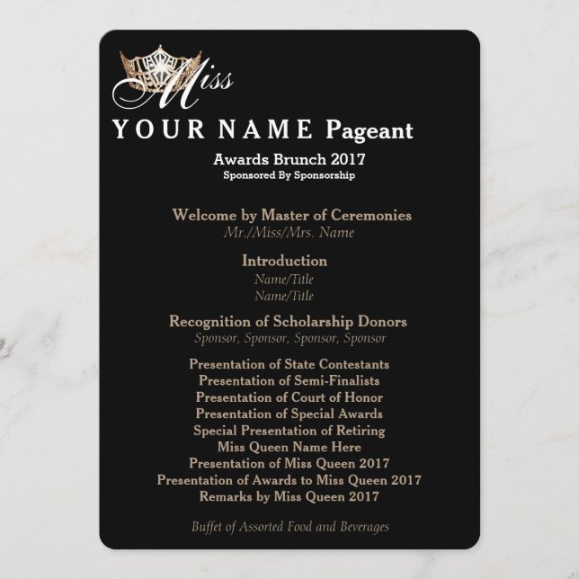 Miss America Gold Crown Awards Brunch Programme Ca (Devant)