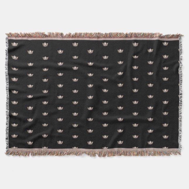 Miss America Gold Crown Throw Blanket (Front)