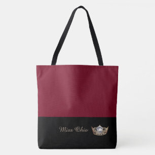 Miss America Gold Crown Tote Bag LRGE Crimson
