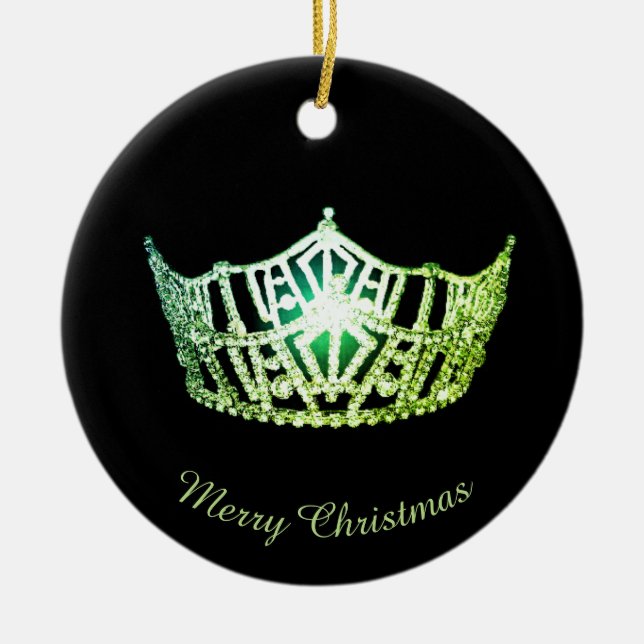 Miss America Green Crown Round Ornament (Front)