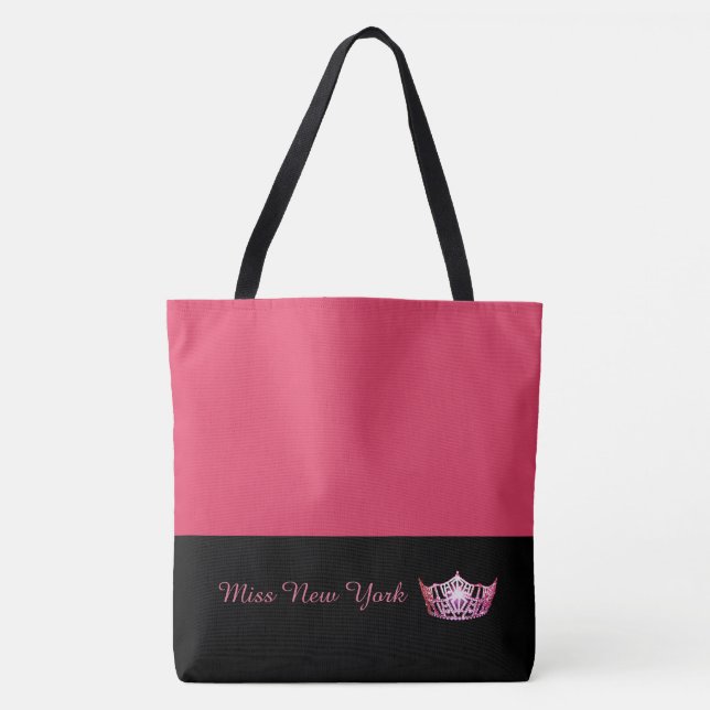 Miss America  Hot Pink Crown Tote Bag- Geranium (Front)
