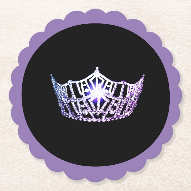Miss America Lavender Crown Sclpd Paper Coasters (Front)