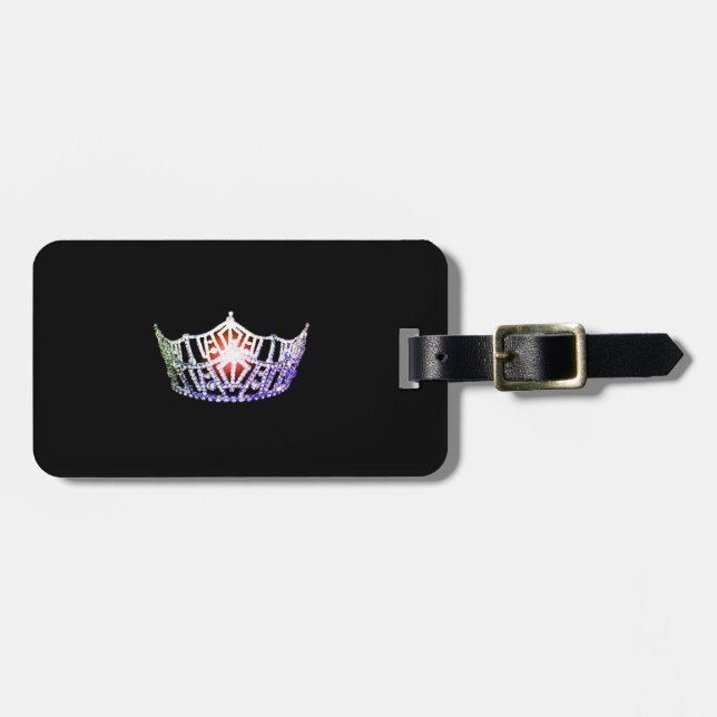 Miss America Multi Silver Crown Luggage Tag (Front Horizontal)