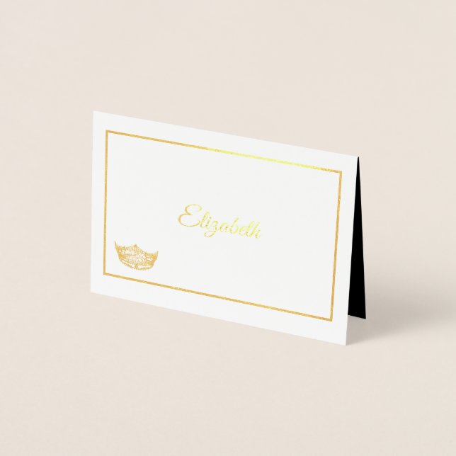 Miss America Name Place Card Gold Foiled Crown (Front)