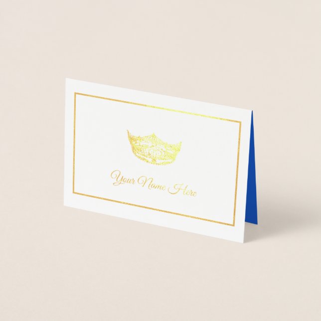 Miss America Name Place Card Gold Foiled Crown (Front)
