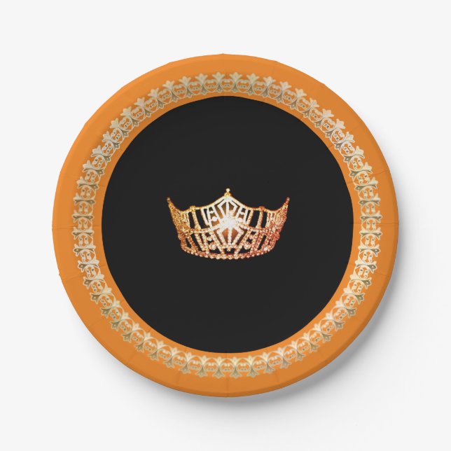 Miss America Orange 7" Paper Plates (Front)