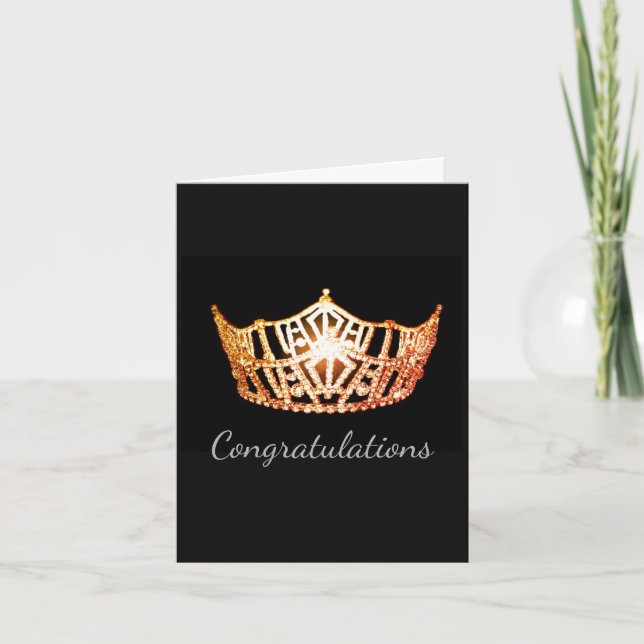 Miss America Orange Crown Greeting Card-Congrats Card (Front)