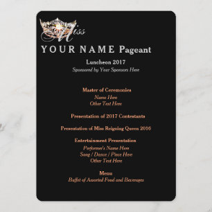 Miss America Peach Crown Double-Side Luncheon Card