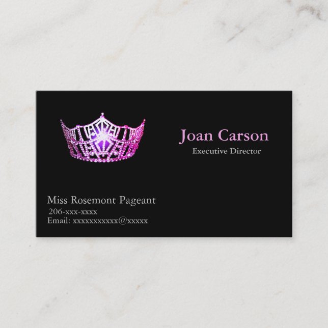 Miss America Personalized Pageant Business Cards (Front)